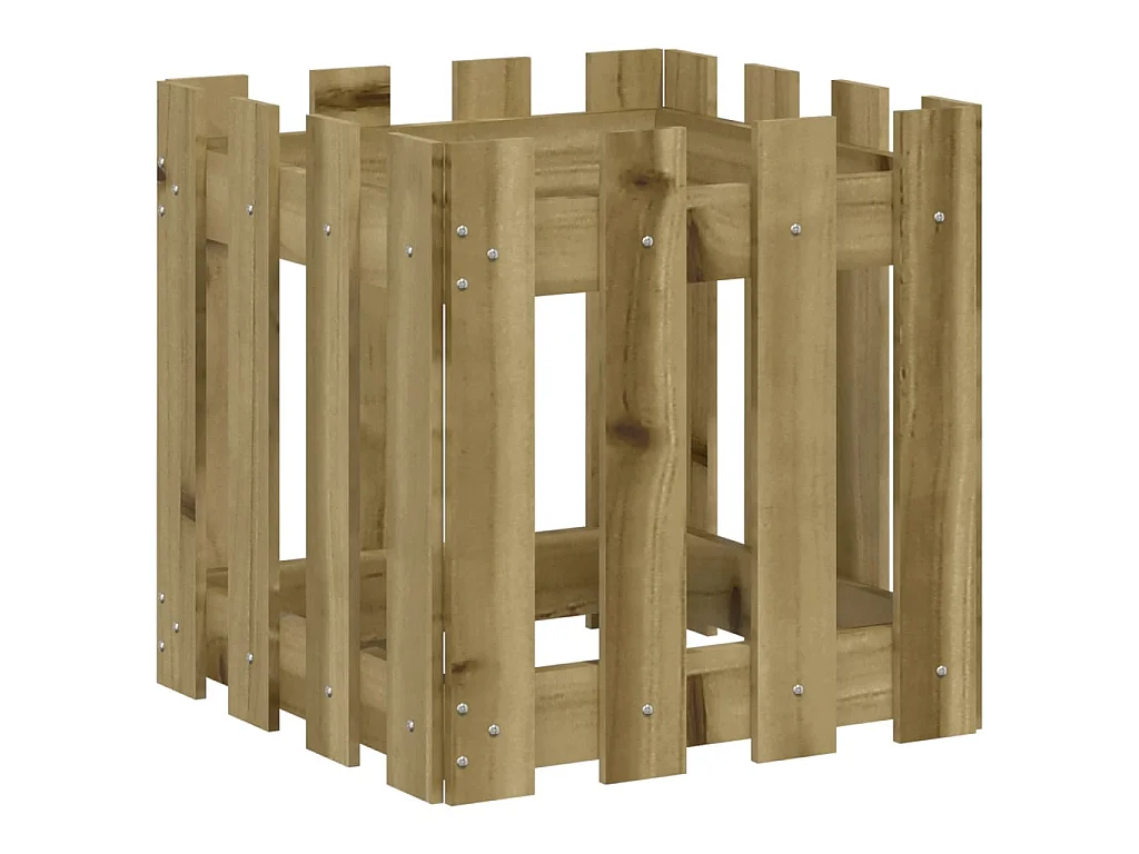 Vaso de jardim c/ design de cerca 40x40x40 cm pinho impregnado PT291753