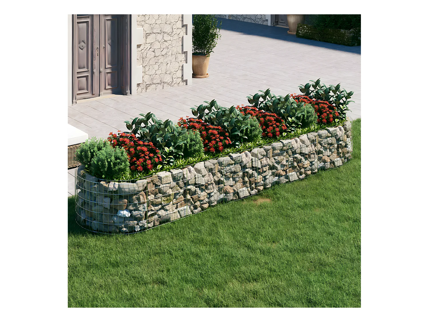 Arriate de gaviones de hierro galvanizado 400x100x50 cm ES25850