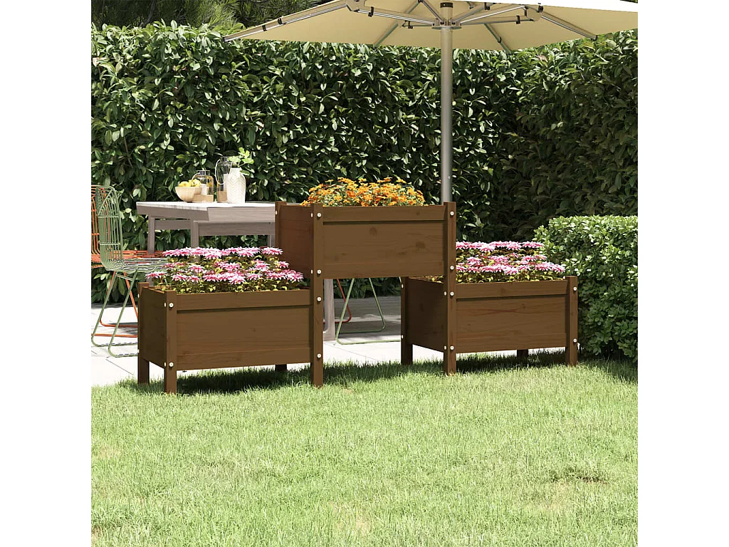 Jardinière Marron miel 178,5x44x75 cm Bois massif de pin BE4887