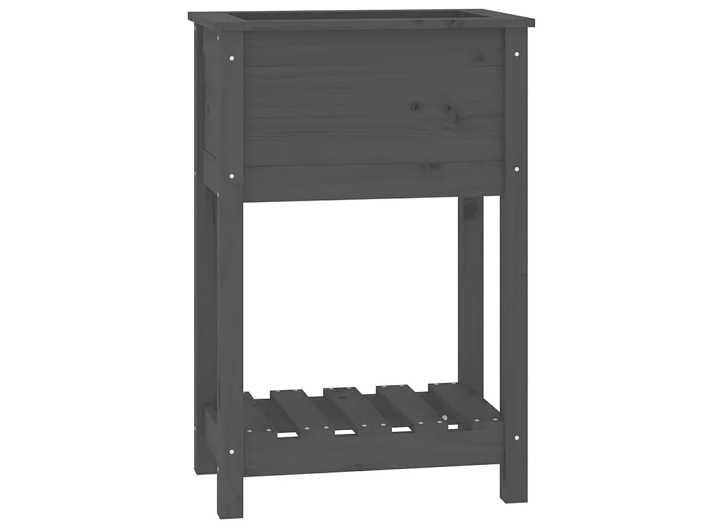 Jardinière avec étagère Gris 54x34,5x81 cm Bois massif de pin BE8501