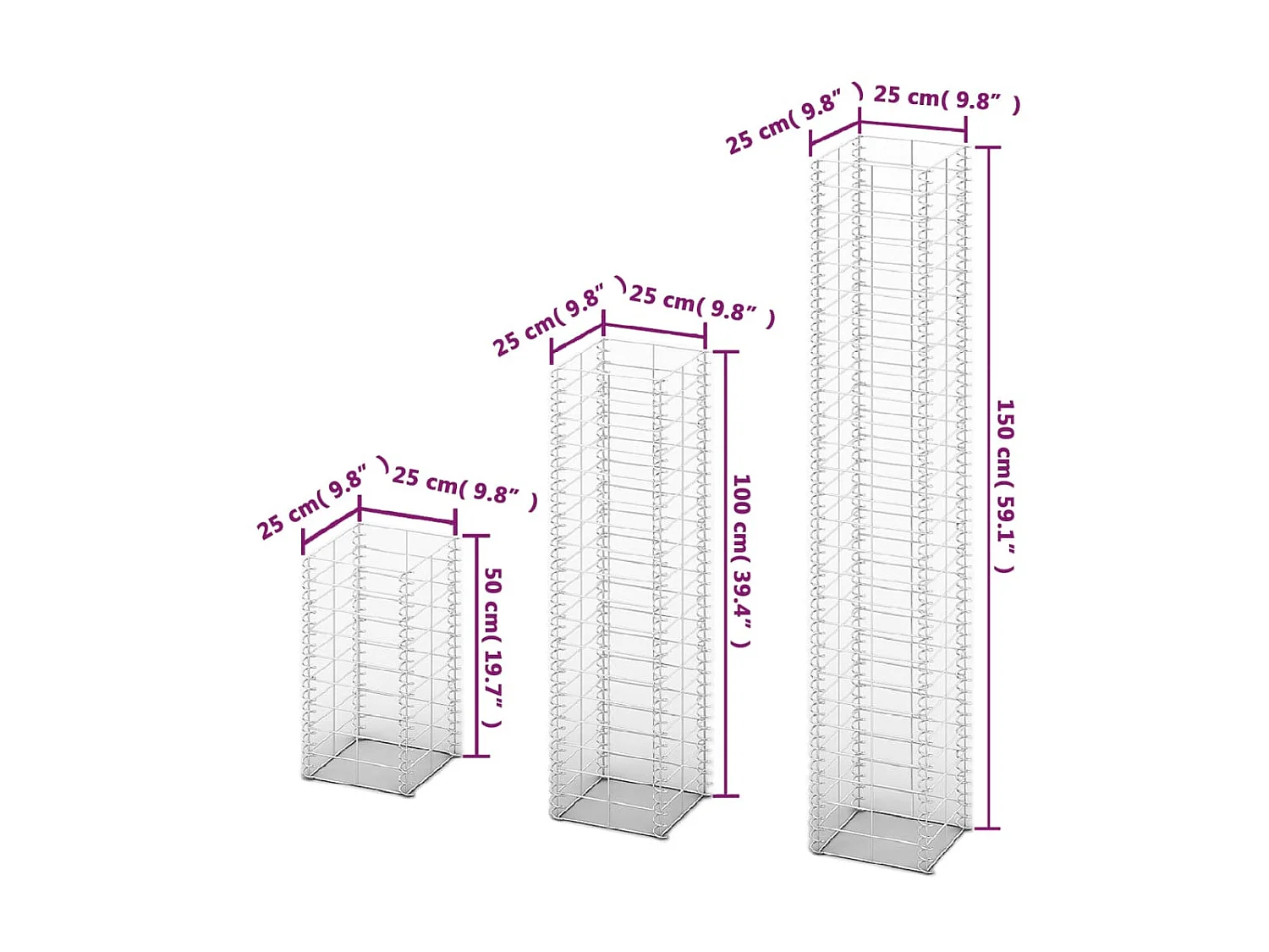Cestas de muro de gaviones alambre galvanizado 3 unidades ES71581