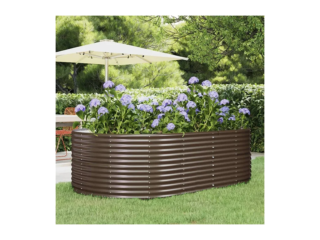 Jardinière Lit surélevé de jardin Marron Acier enduit de poudre WVGQ5365