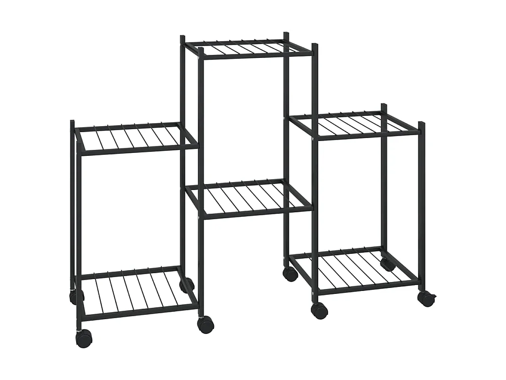 Suporte de vasos c/ rodas 83x25x63,5 cm ferro preto PT484593