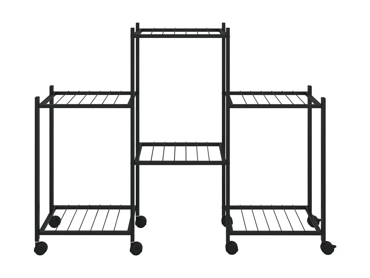 Suporte de vasos c/ rodas 83x25x63,5 cm ferro preto PT484593