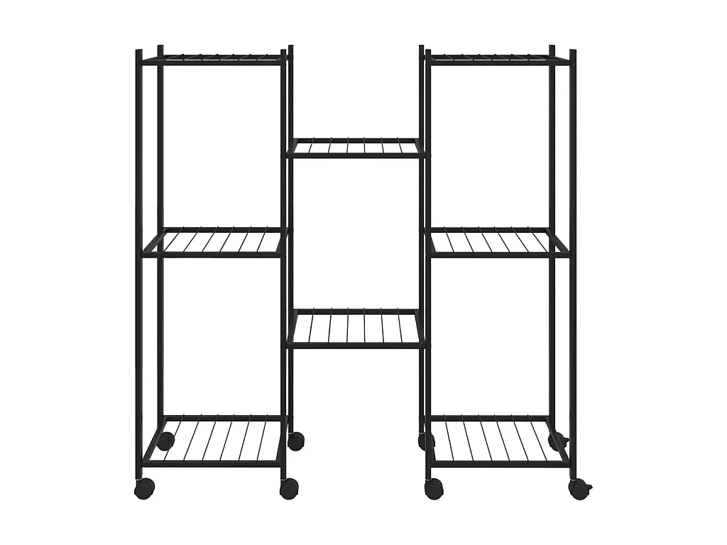 Jardinière avec roues 83x25x83,5 cm Noir Fer BE6736