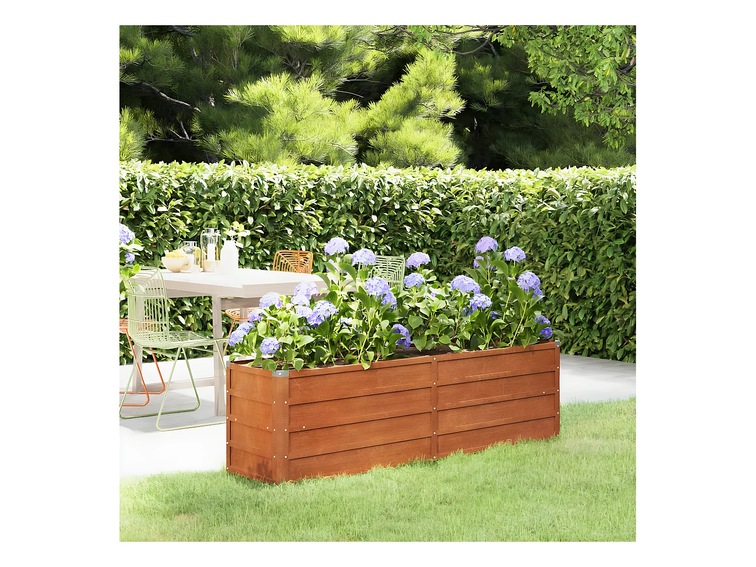Jardinera oxidado de acero corten 160x40x45 cm ES79270
