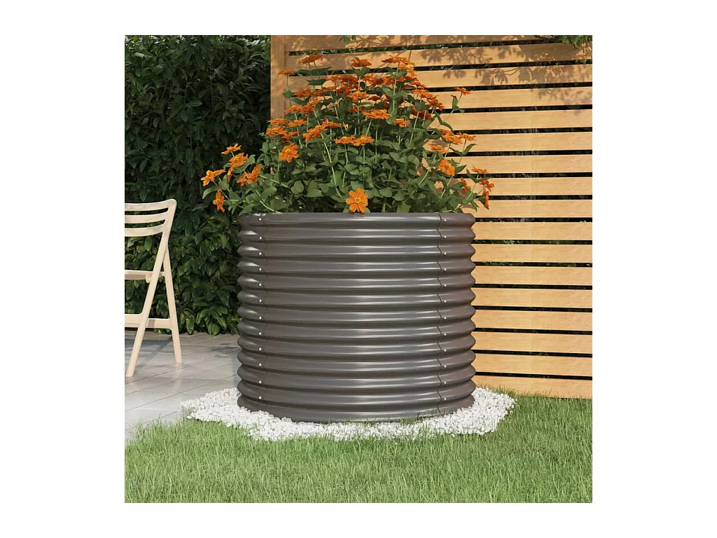 Jardinière de jardin Acier enduit de poudre 80x80x68 cm Gris BE4086