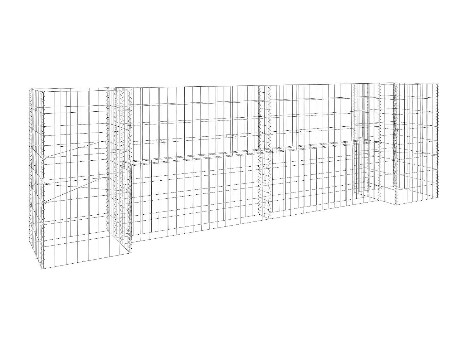 Jardinera de gaviones forma de H alambre de acero 260x40x80 cm ES88081