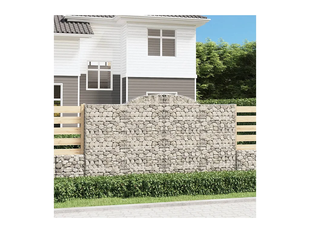 Paniers à gabions arqués 2 pcs 300x30x160/180 cm fer galvanisé WVGQ8410