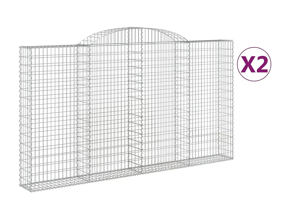 Paniers à gabions arqués 2 pcs 300x30x160/180 cm fer galvanisé WVGQ8410