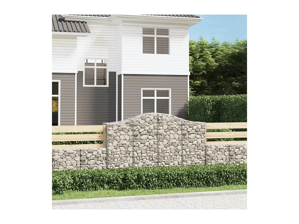 Panier de gabions arqué 200x50x120/140 cm Fer galvanisé WVGQ2694