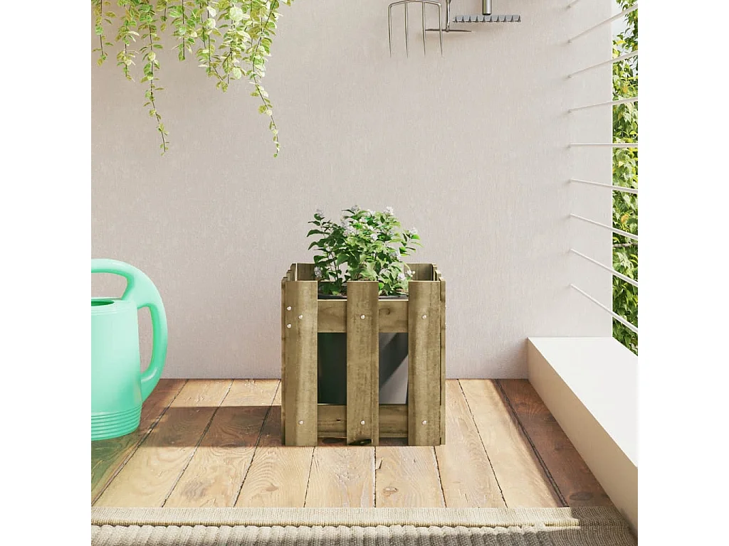 Vaso de jardim c/ design de cerca 30x30x30 cm pinho impregnado PT282144