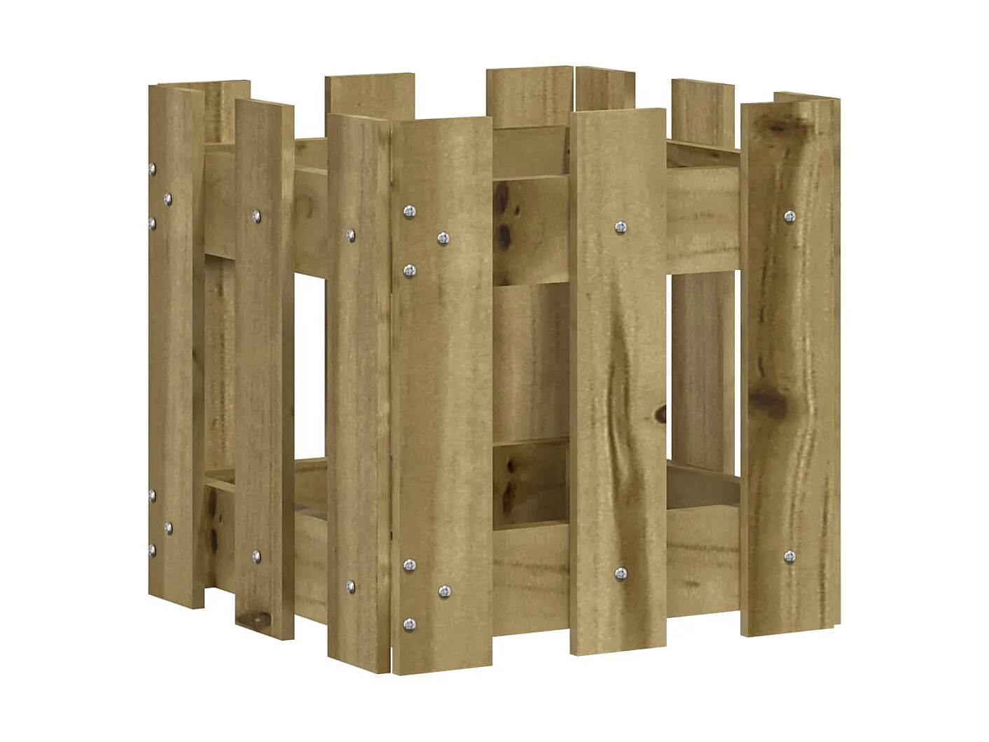 Vaso de jardim c/ design de cerca 30x30x30 cm pinho impregnado PT282144