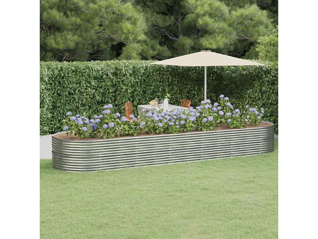 Jardinera arriate acero recubrimiento polvo plata 510x140x68 cm ES45084