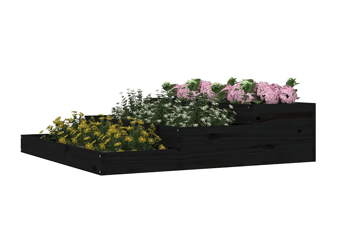 Jardinière Noir 107x107x27 cm Bois massif de pin BE1527