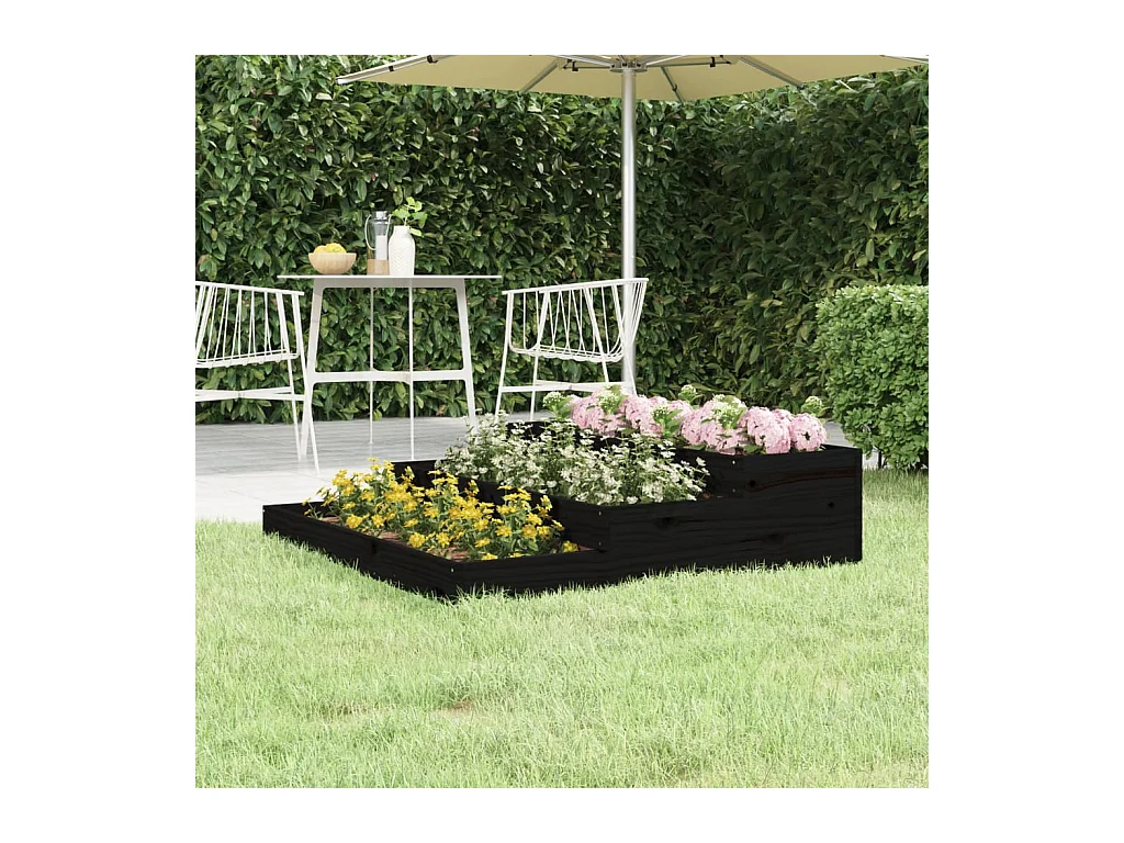 Jardinière Noir 107x107x27 cm Bois massif de pin BE1527