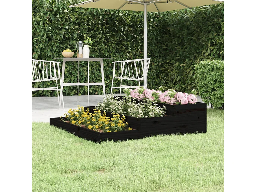 Jardinière Noir 107x107x27 cm Bois massif de pin BE1527