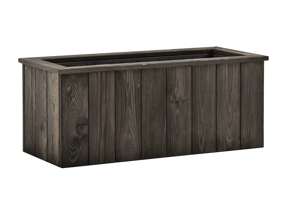 Jardinera de madera maciza de pino gris oscuro 74x32x30 cm ES34272
