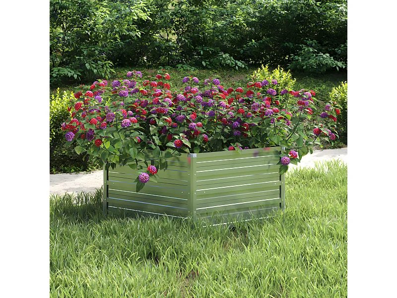 Canteiro elevado de jardim 129x45 cm aço galvanizado prateado PT611355