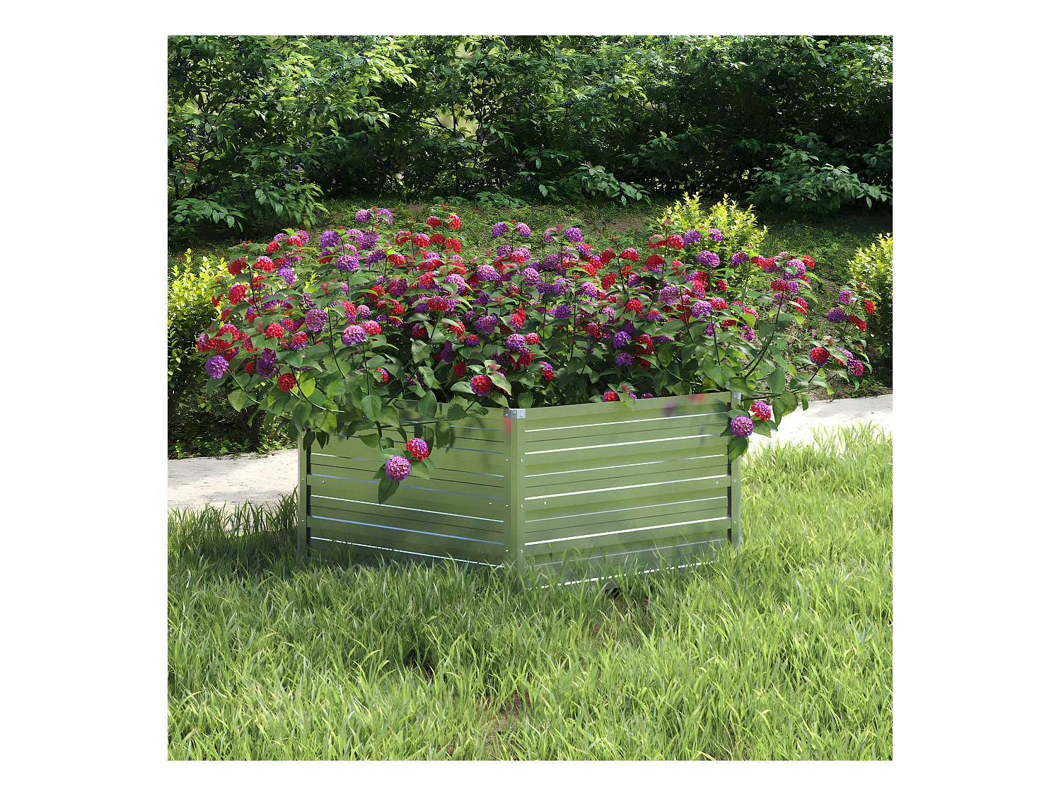 Plantenbak verhoogd 129x45 cm gegalvaniseerd staal zilverkleur