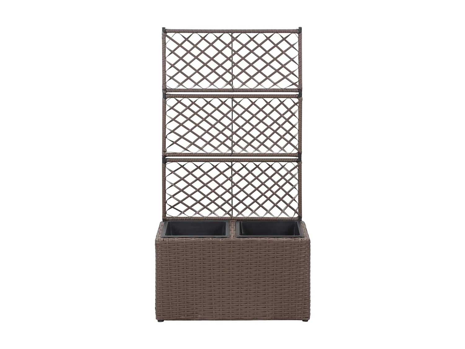 Floreira com treliça e 2 vasos 58x30x107 cm vime PE castanho PT515850