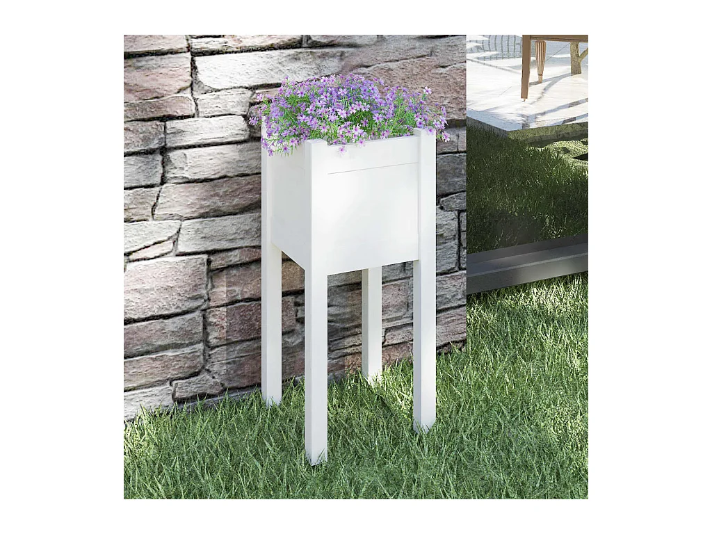 Jardinière d'extérieur Blanc 31x31x70 cm Bois de pin massif BE9755