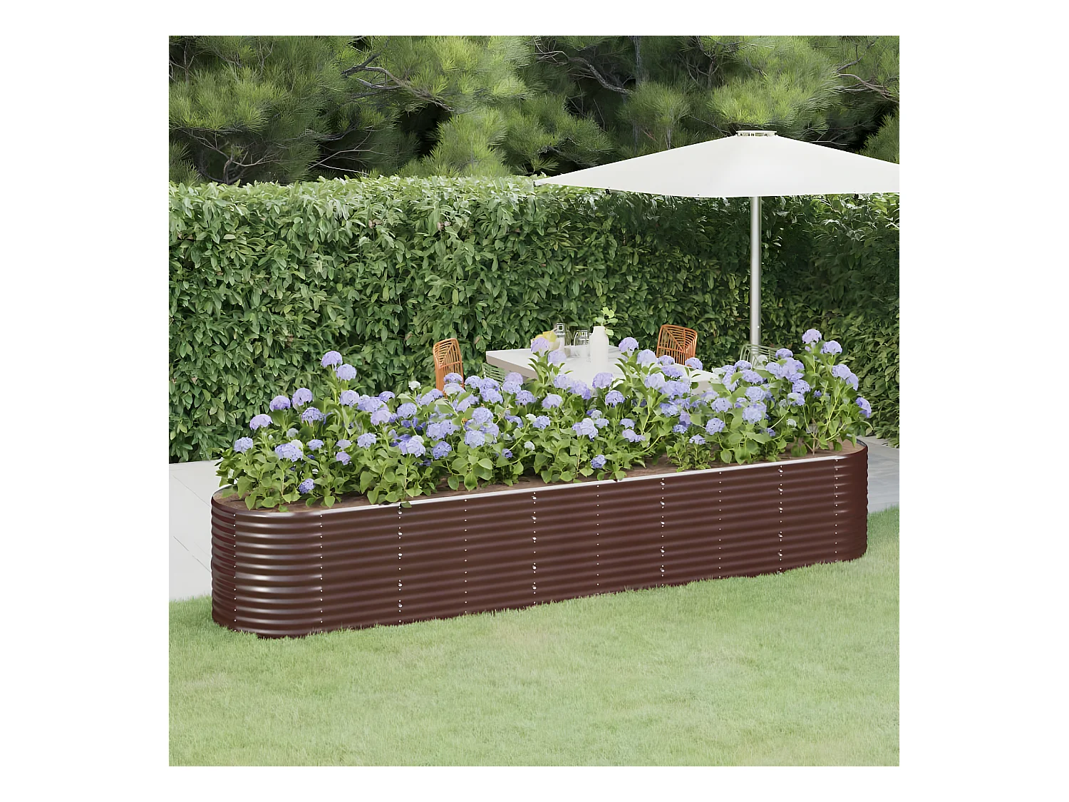 Plantenbak 368x80x68 cm gepoedercoat staal bruin