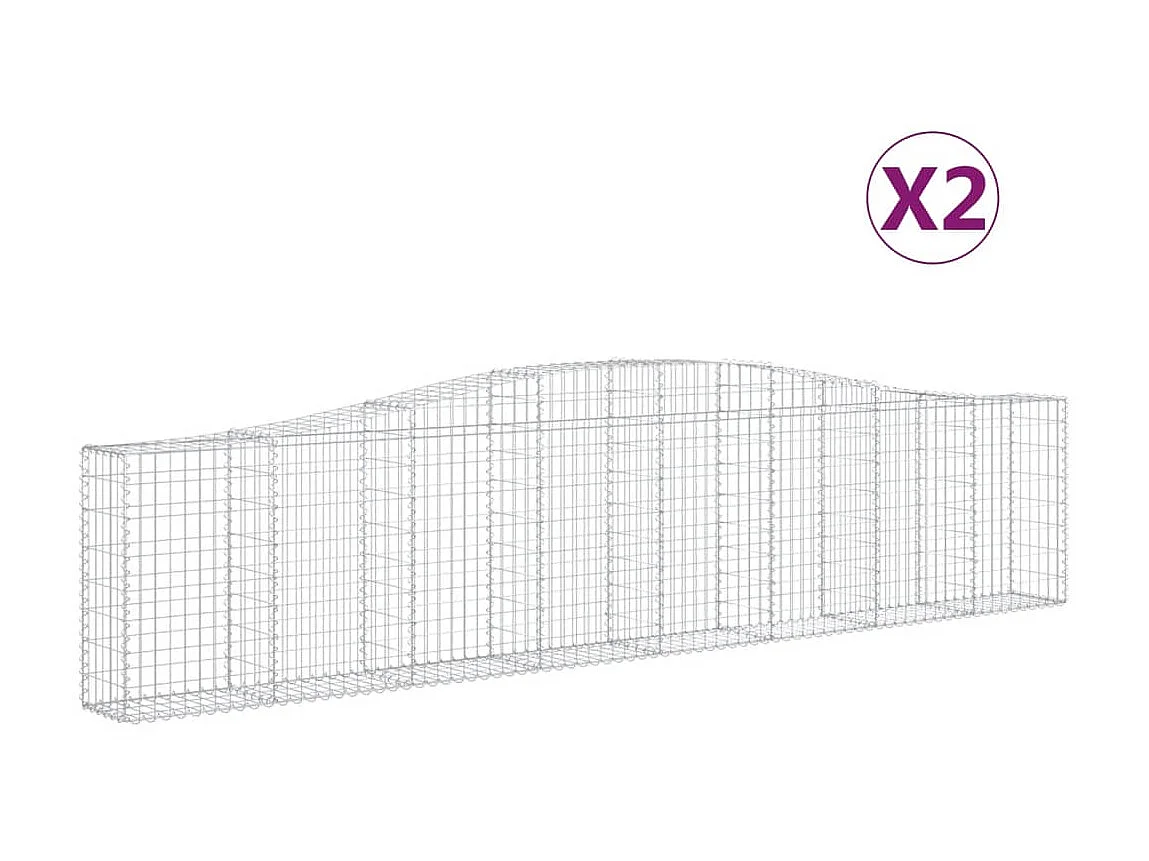 Cestas de gaviones 2 uds forma de arco hierro 400x30x80/100 cm ES97515
