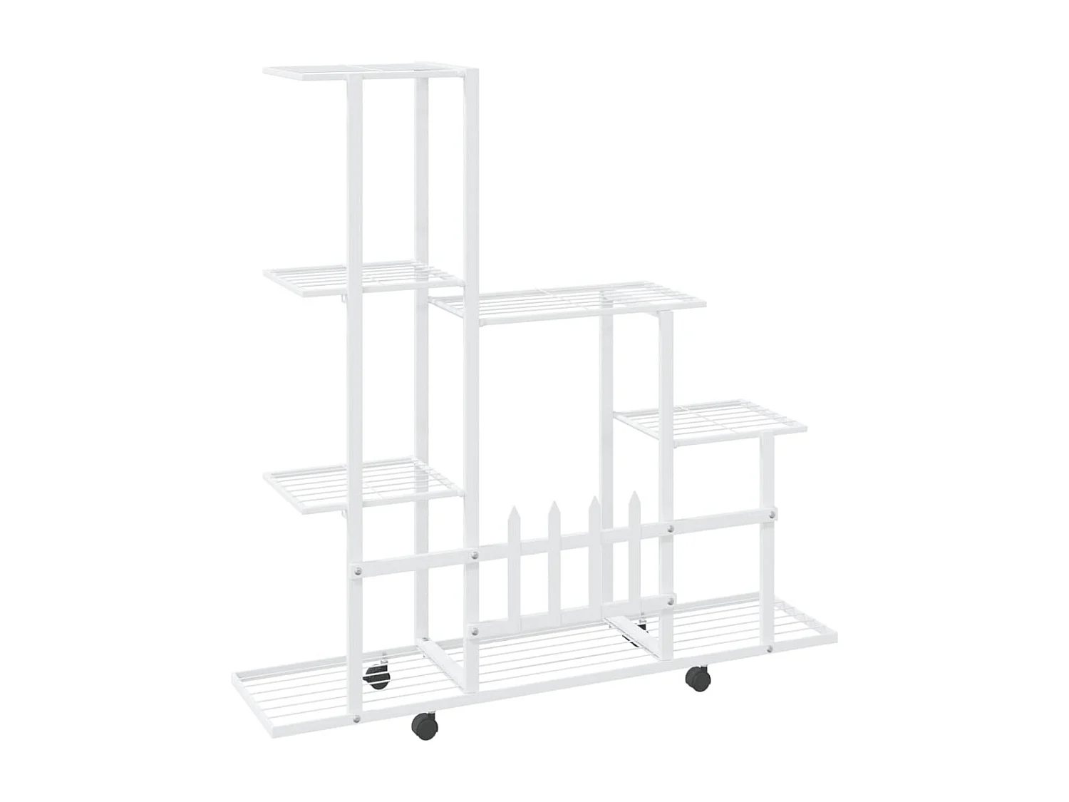 Bloemenstandaard met wielen 94,5x25x92,5 cm metaal wit NL474915