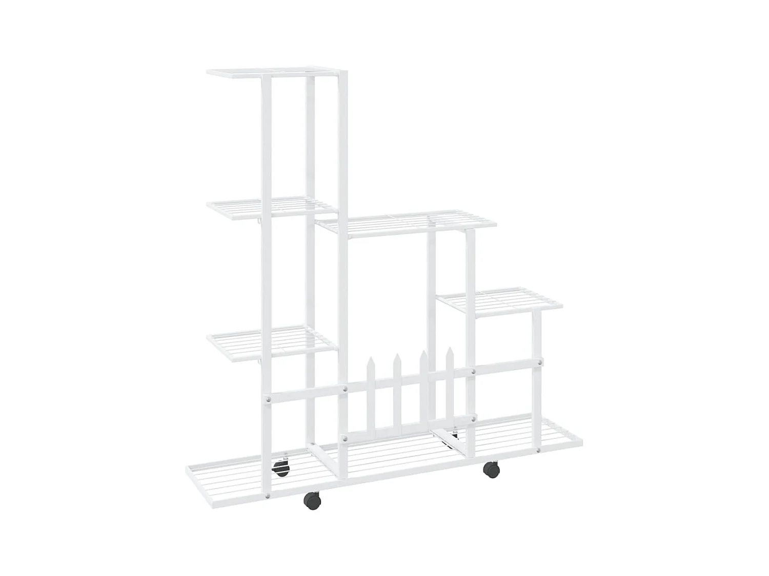 Jardinière Support pour plantes sur roues 94,5x25x92,5 cm Blanc Métal BE7333