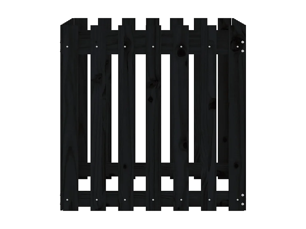 Jardinière avec design de clôture noir 70x70x70 cm pin massif BE8969