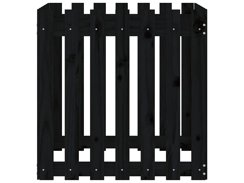 Jardinière avec design de clôture noir 70x70x70 cm pin massif BE8969