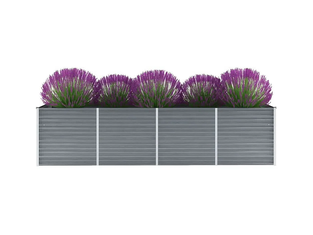Jardinera de jardín de acero galvanizado gris 320x80x77 cm ES31920