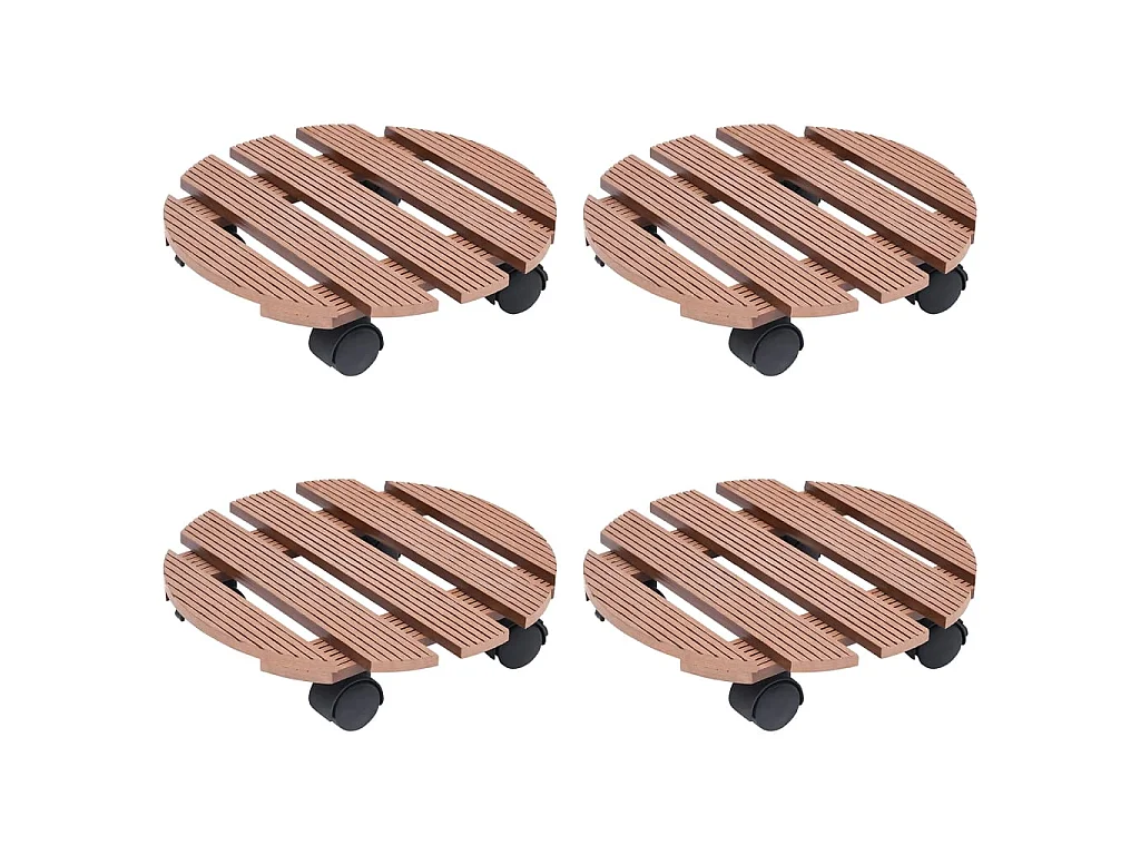 Carrinhos para vasos de plantas 4 pcs Ø30x7,5 cm WPC castanho PT277586