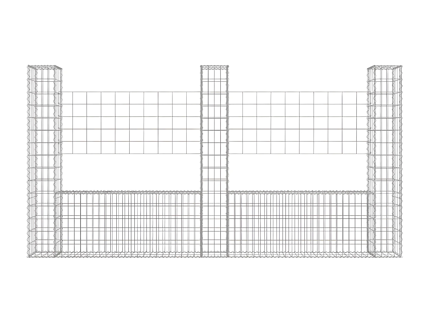 Cesto gabião em forma de U c/ 3 postes 260x20x150 cm ferro PT352392