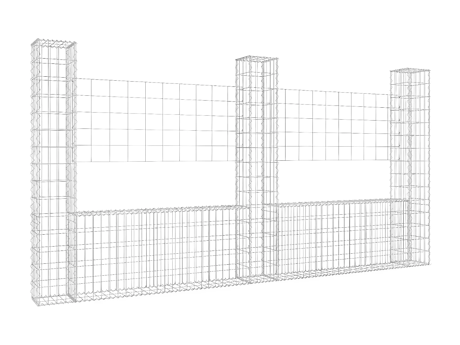 Mur de gabion en forme de U avec 3 poteaux Fer 260x20x150 cm WVGQ5241