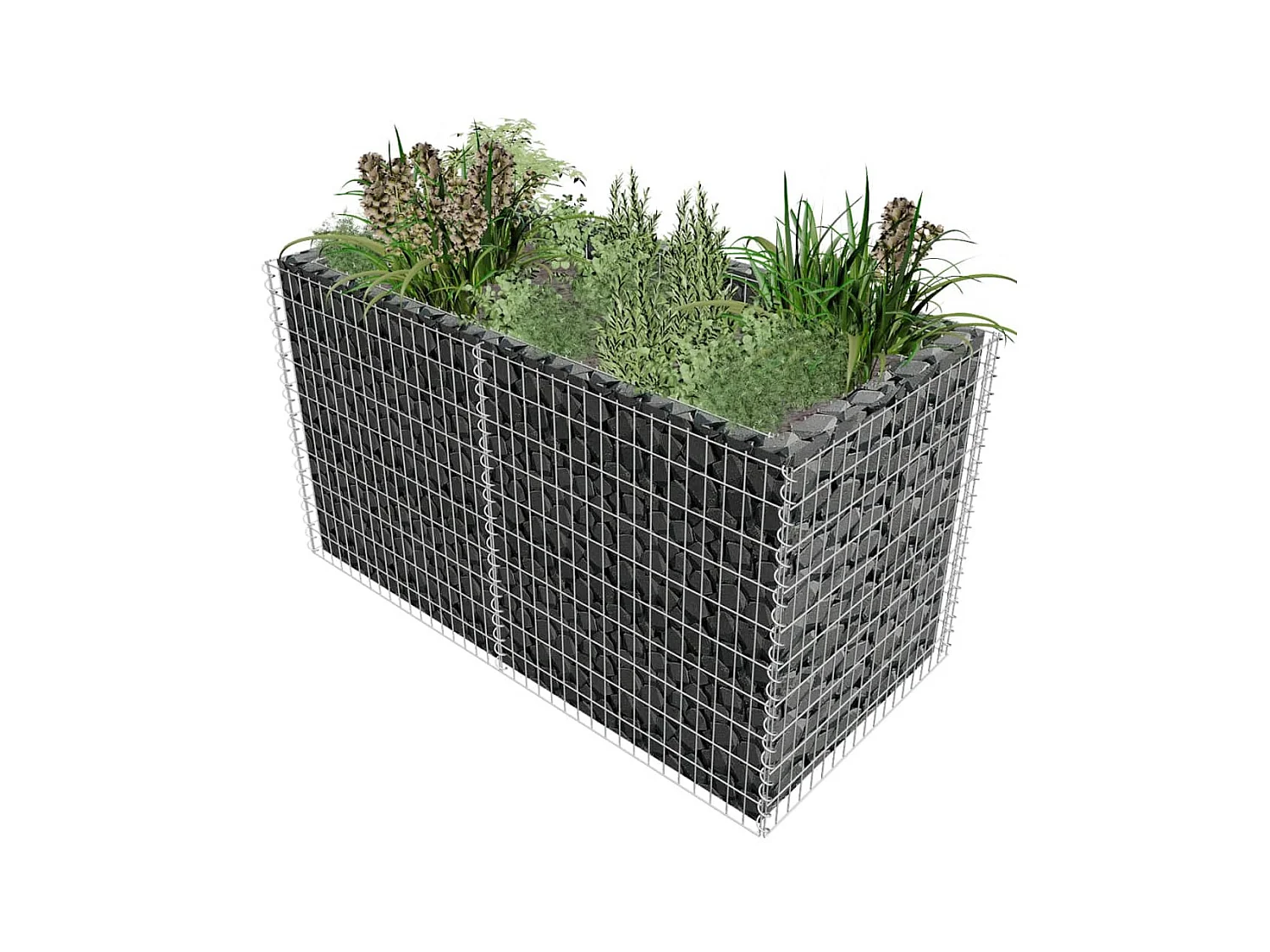 Lit surélevé à gabion Acier 180 x 90 x 100 cm Argenté WVGQ8633
