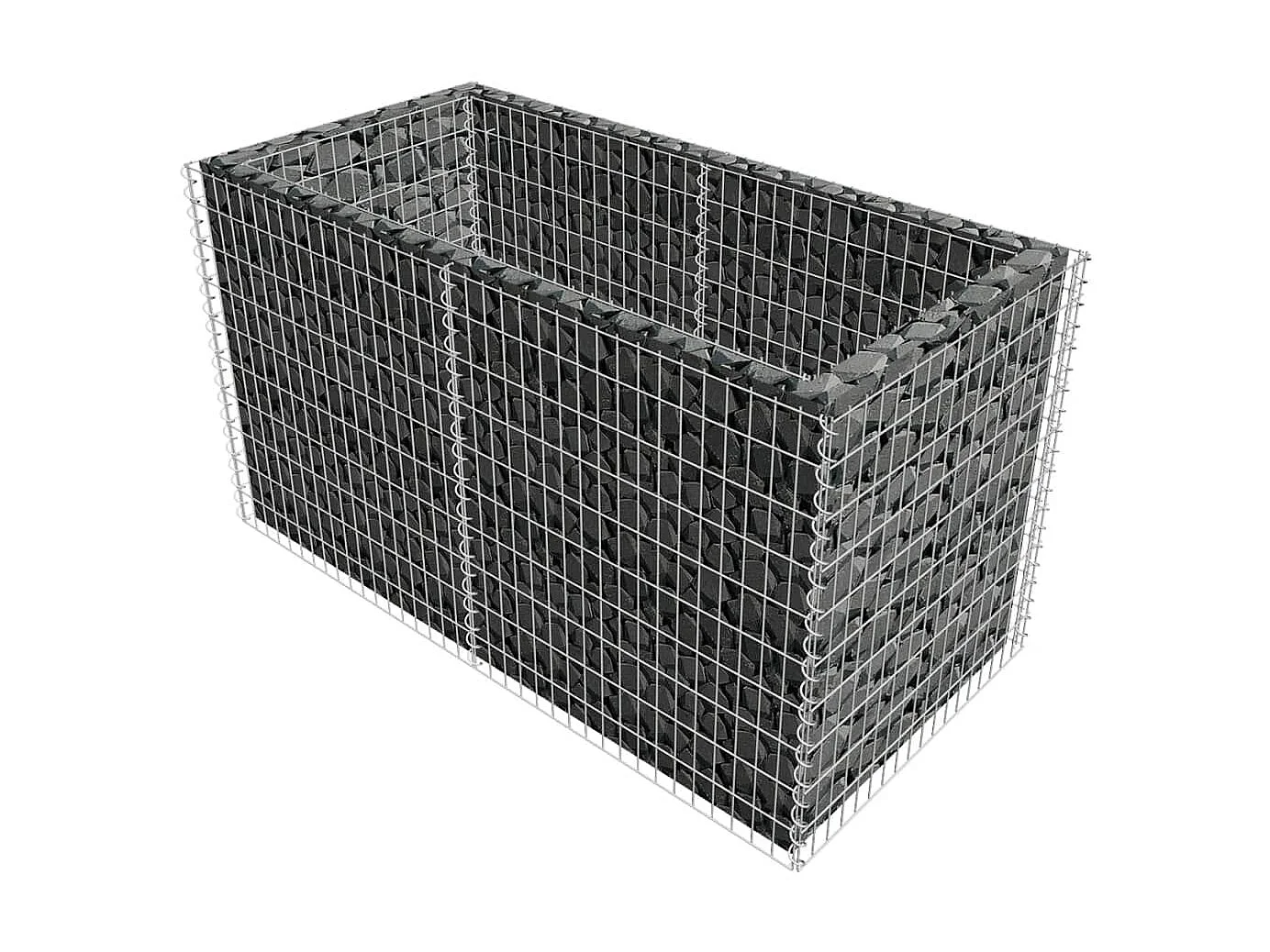 Lit surélevé à gabion Acier 180 x 90 x 100 cm Argenté WVGQ8633