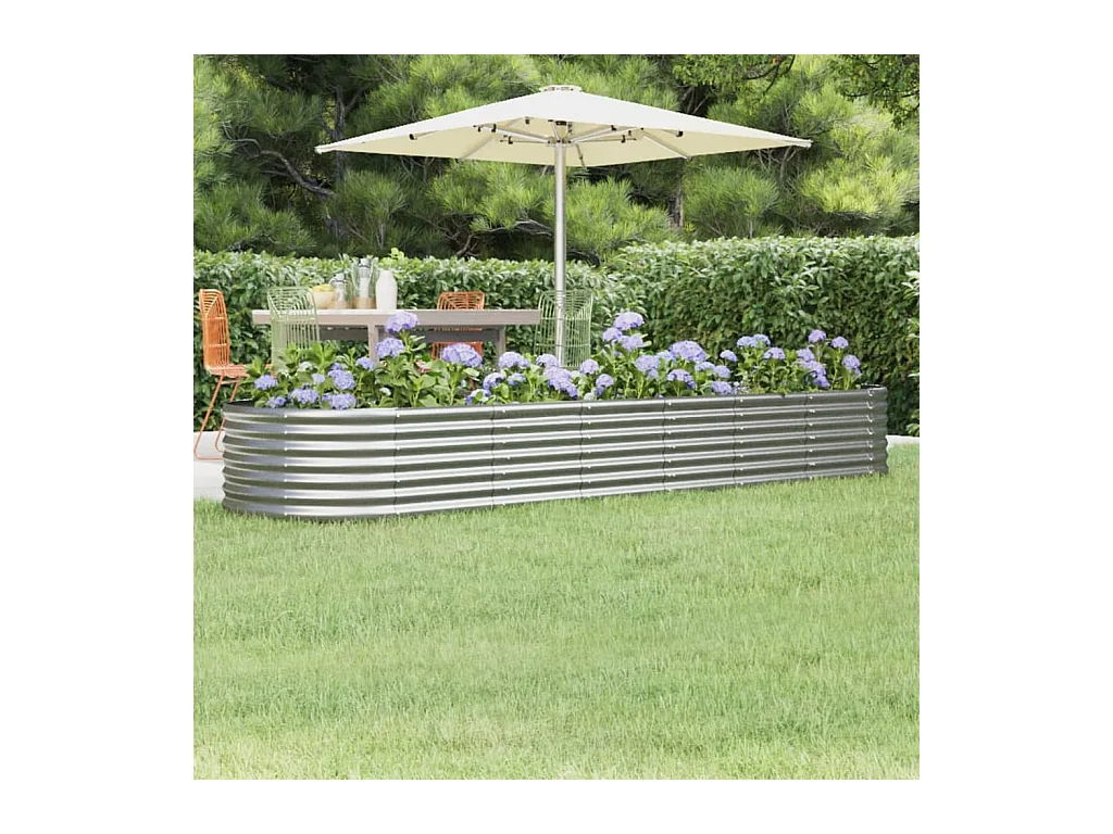 Jardinera arriate acero recubrimiento polvo plata 296x80x36 cm ES66858