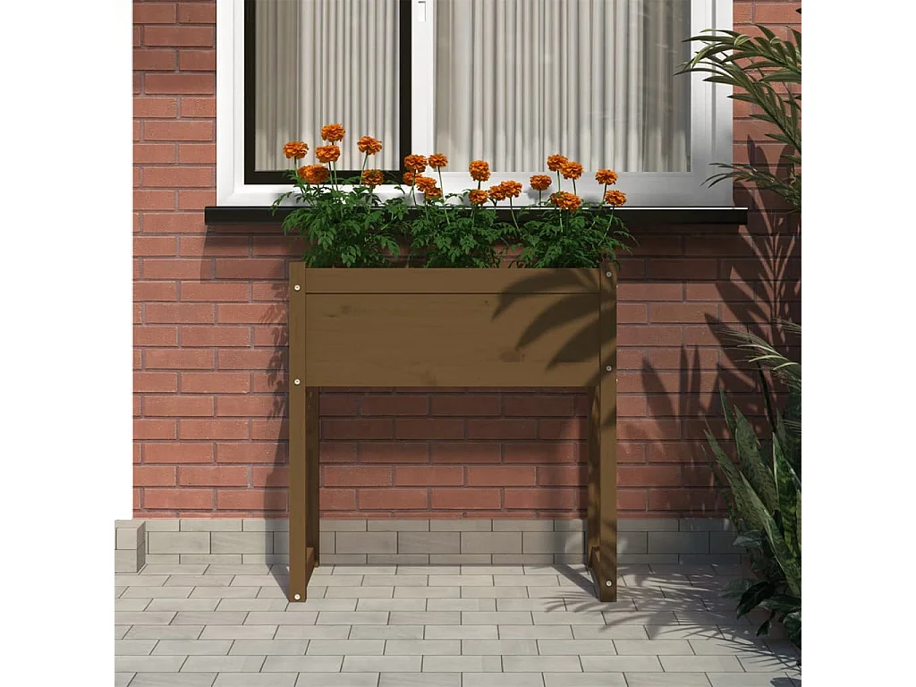 Jardinière Marron miel 78x40x81 cm Bois massif de pin BE3888