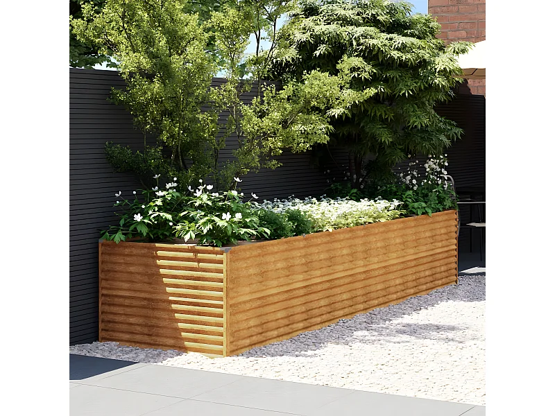 Canteiro elevado de jardim 386x100x69 cm aço corten PT278057