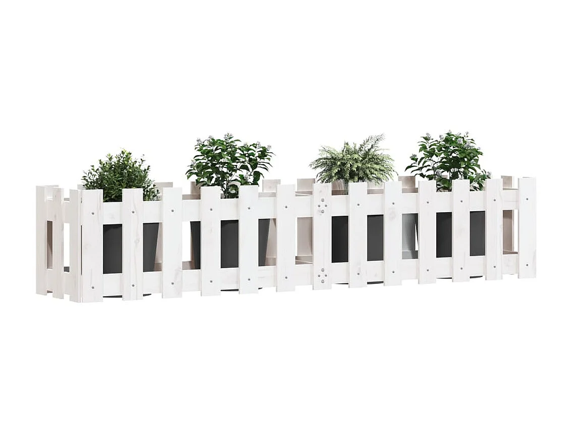 Plantenbak verhoogd hekontwerp 150x30x30 cm grenenhout wit
