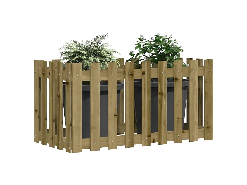 Jardinera elevado jardín valla madera impregnada pino 100x50x50cm ES25237