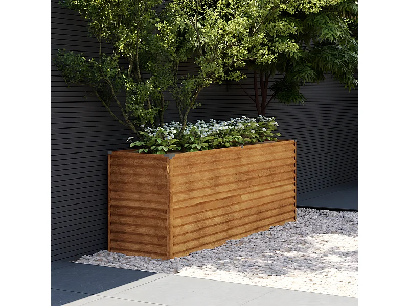 Canteiro elevado de jardim 196x50x69 cm aço corten PT272088