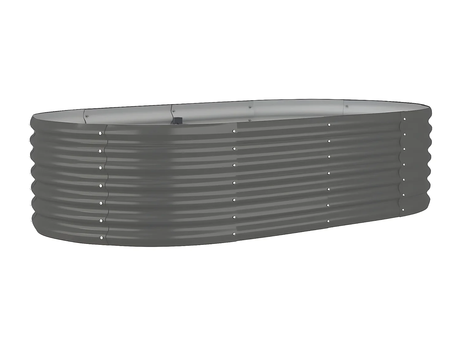 Canteiro elevado jardim 152x80x36cm aço revestido a pó cinzento PT532689