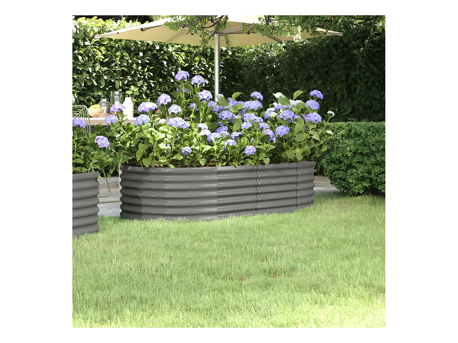 Jardinera arriate acero recubrimiento polvo gris 152x80x36 cm ES36506