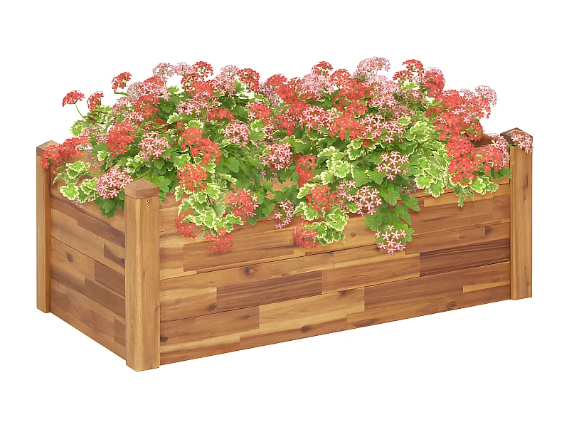 Jardinera de madera maciza de acacia 110x60x44 cm ES50270