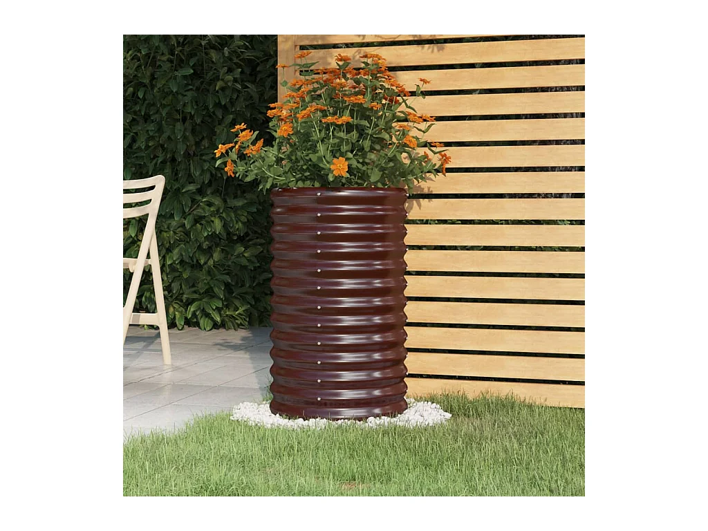 Jardinière de jardin Acier enduit de poudre 40x40x68 cm Marron BE8062