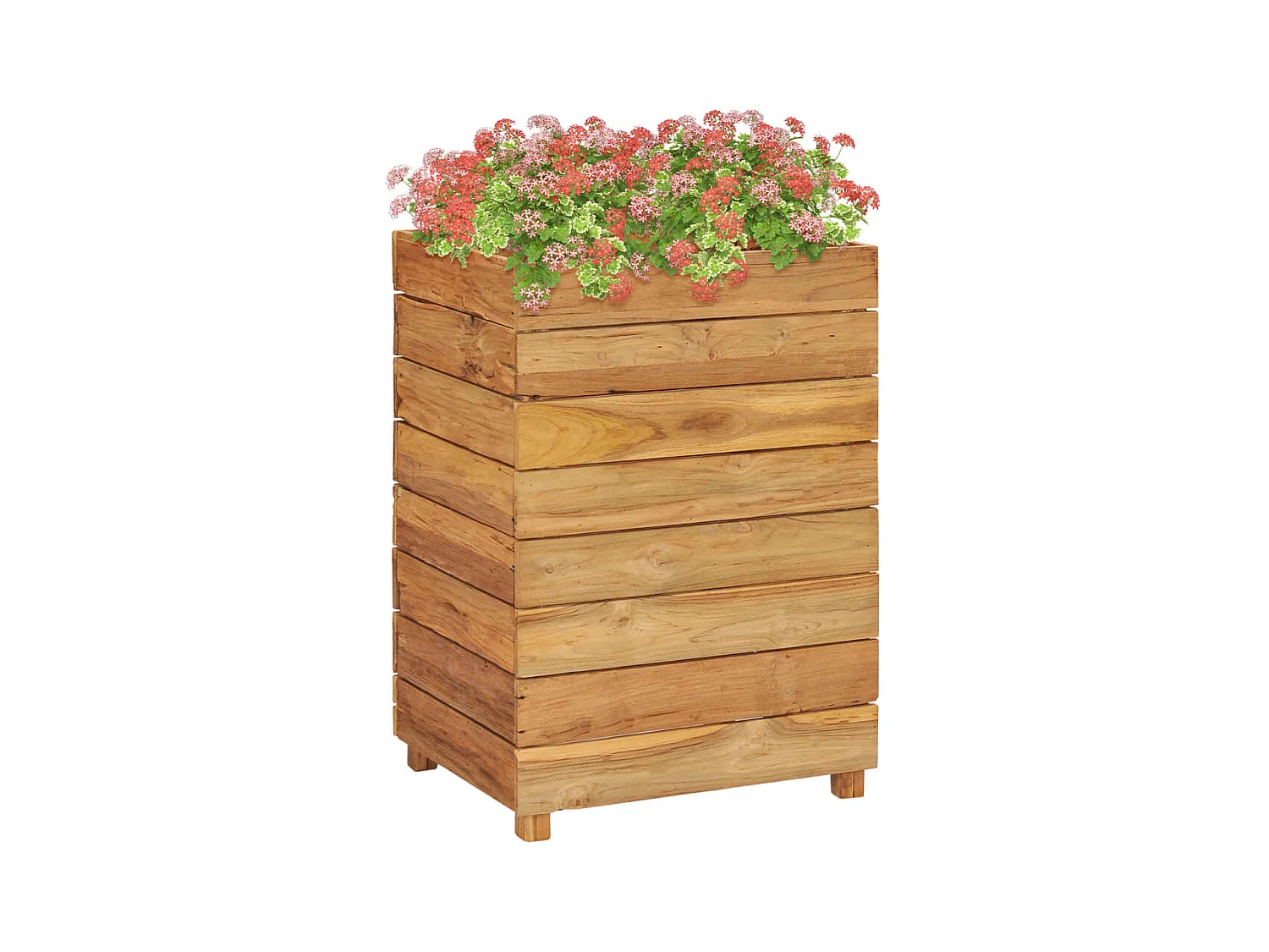 Jardinera elevado madera de teca reciclada y acero 50x40x72 cm ES17175