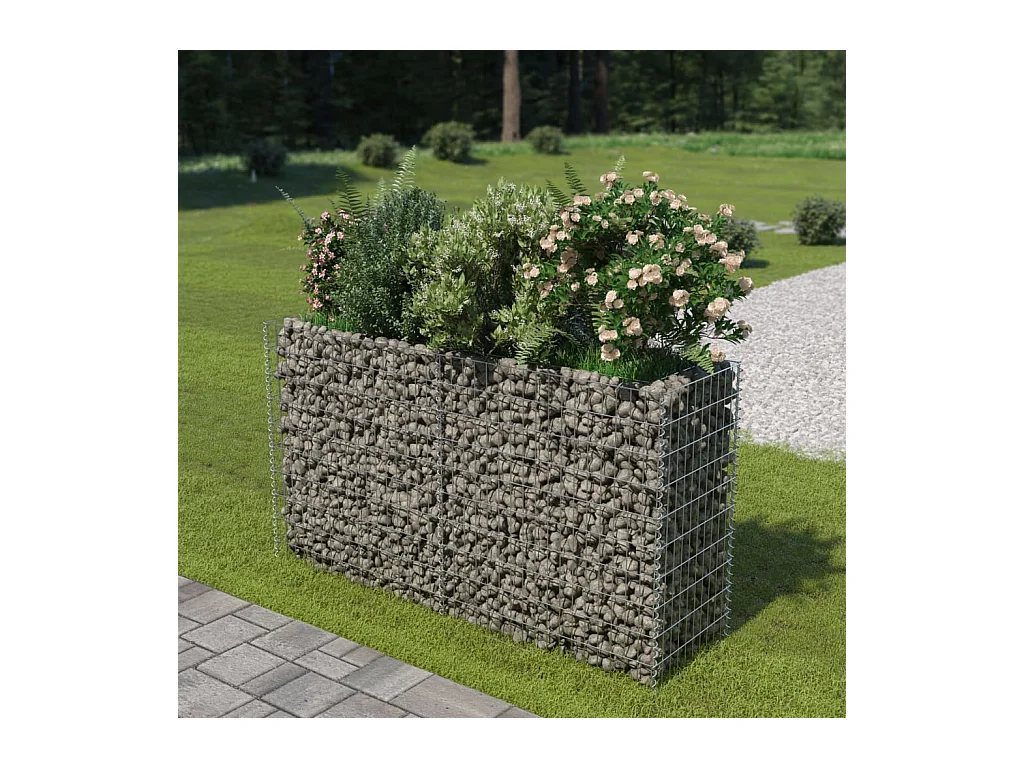 Lit surélevé à gabion Acier galvanisé 180x50x100 cm WVGQ4222